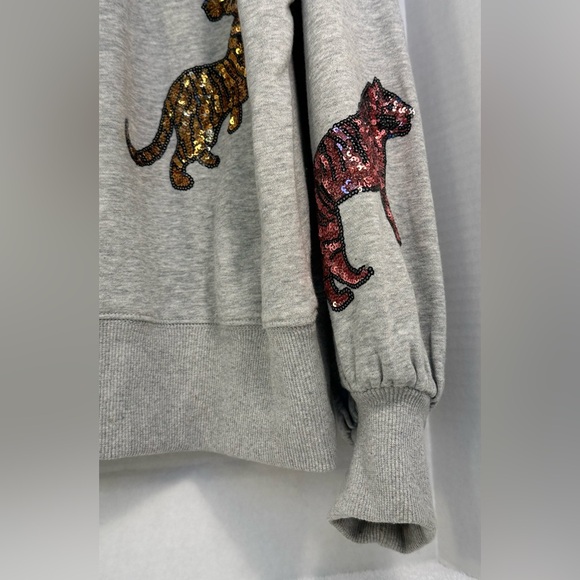 PEACH LOVE CALIFORNIA, MULTI COLOR SEQUINS TIGER DETAIL SWEATSHIRT- O/S Sz.SMALL - Picture 4 of 13